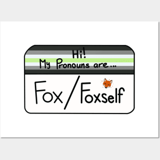 Hi my pronouns are - fox foxself - agender pride Posters and Art